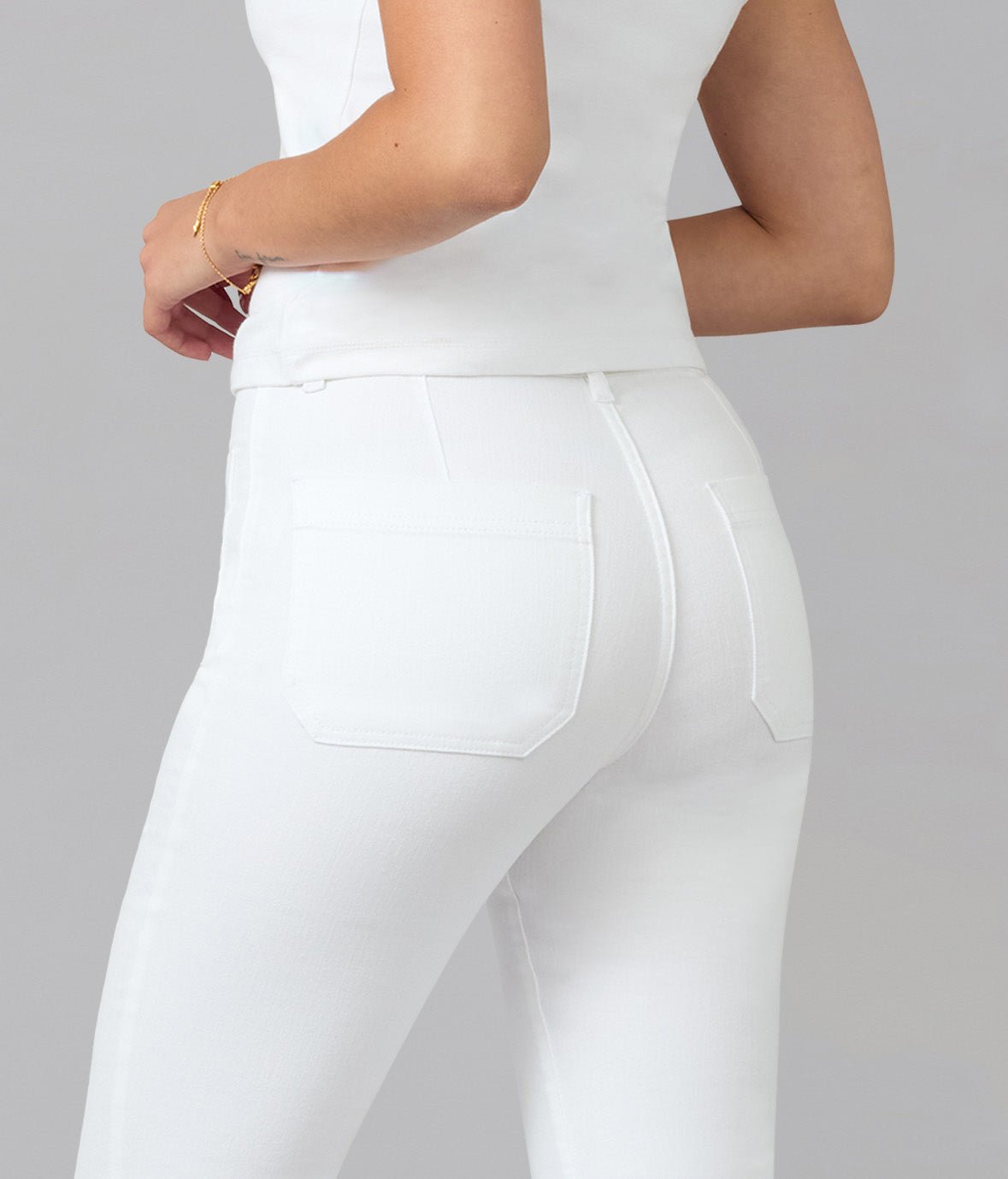 ALICE-WHT High Rise Flare Jeans