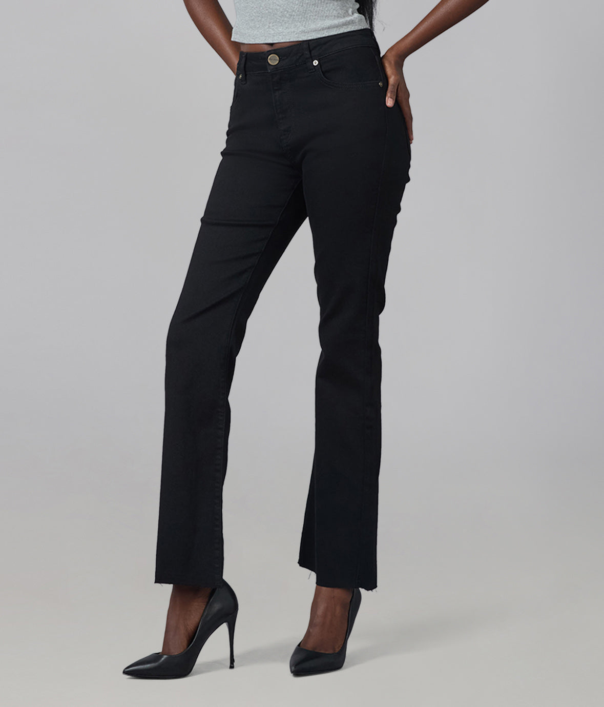 BILLIE-BLK High Rise Bootcut Jeans