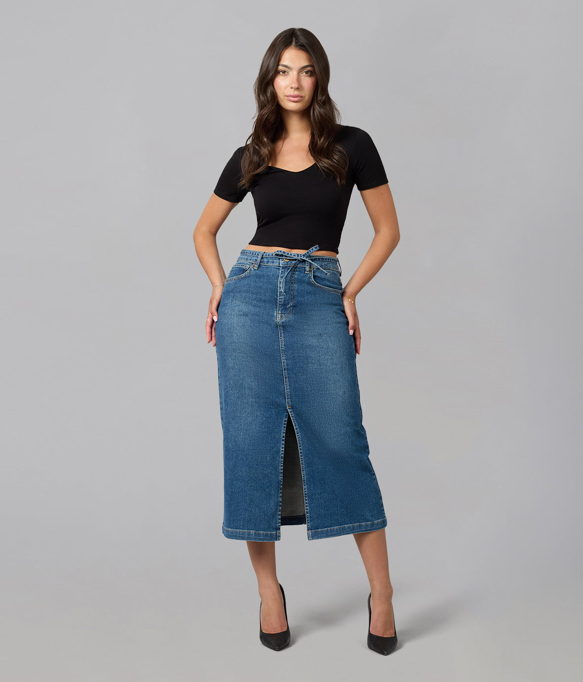 HALSTON-FN High Rise Maxi Skirt