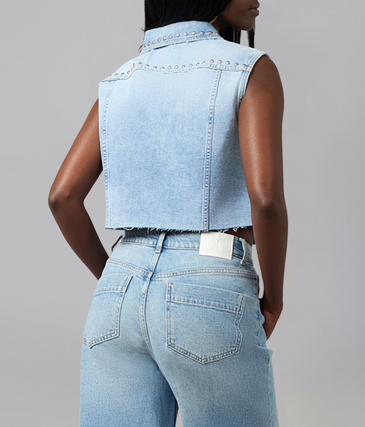 GABBIE-SWB Cropped Denim Vest