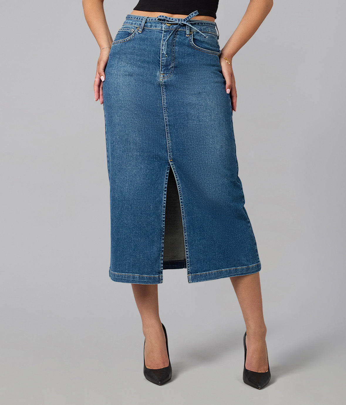 HALSTON-FN High Rise Maxi Skirt