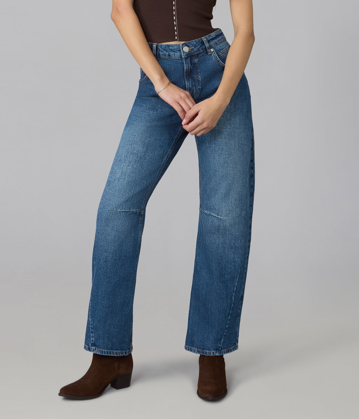 LENNOX-BLV High Rise Barrel Jeans