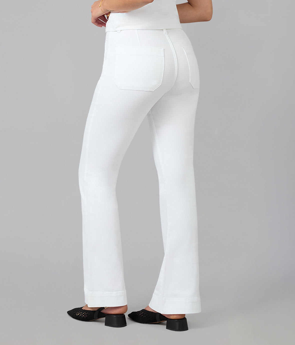 ALICE-WHT High Rise Flare Jeans