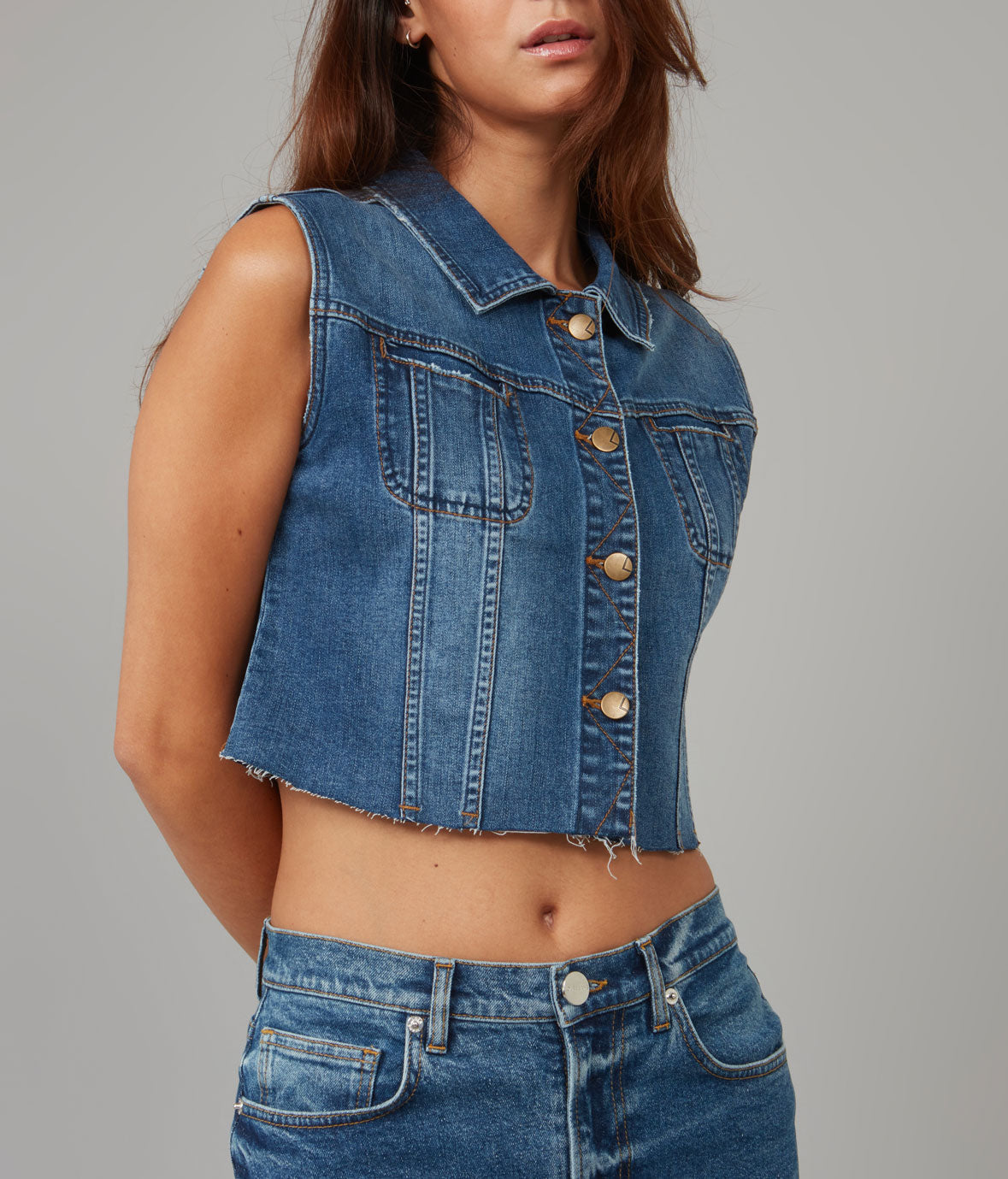 GABBIE-DIS Cropped Denim Vest