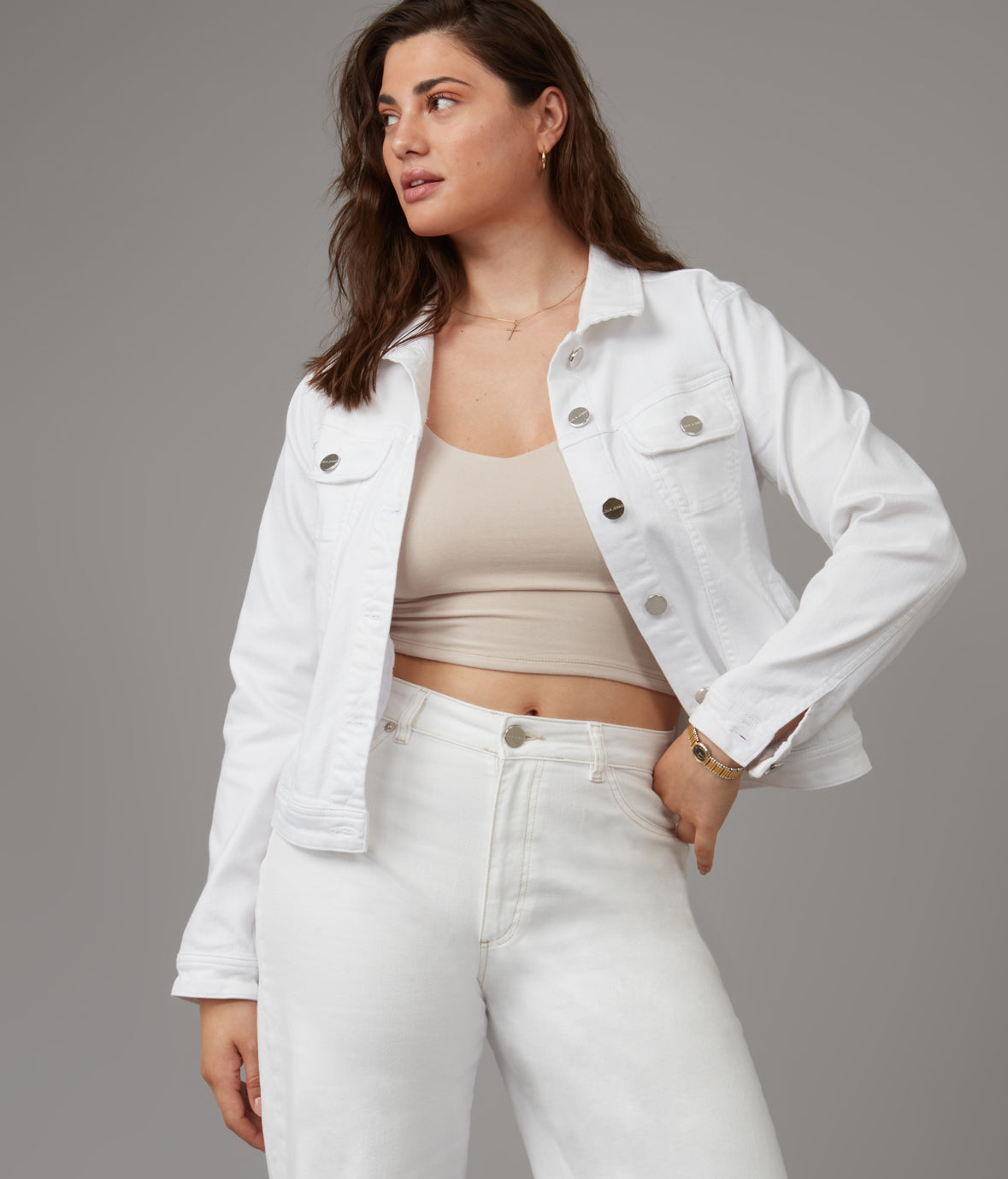 GABRIELLA-WHT Classic Denim Jacket