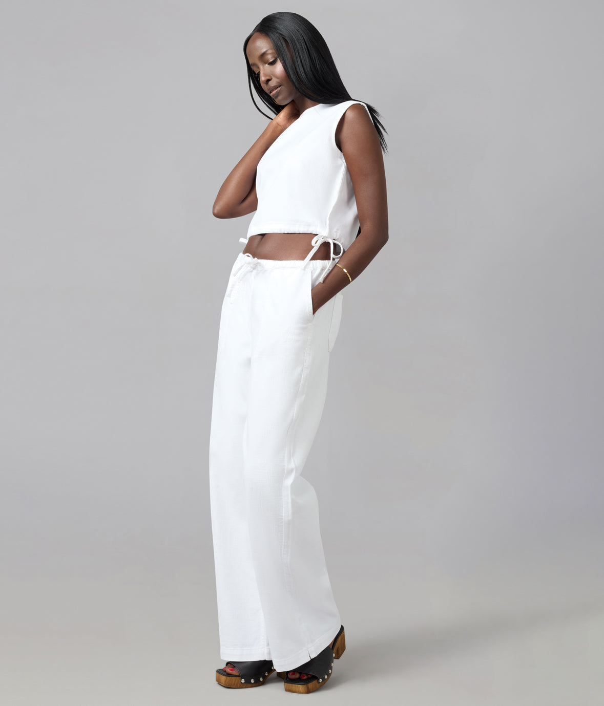 REMY-WHT Mid Rise Cotton Twill Trouser