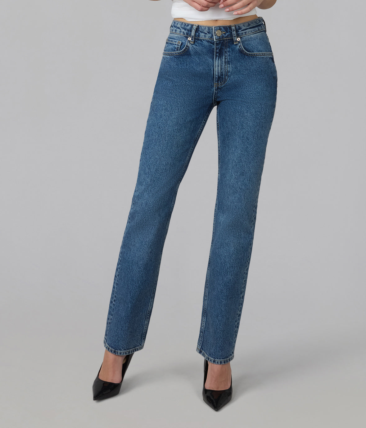 DENVER-HI High Rise Straight Jeans