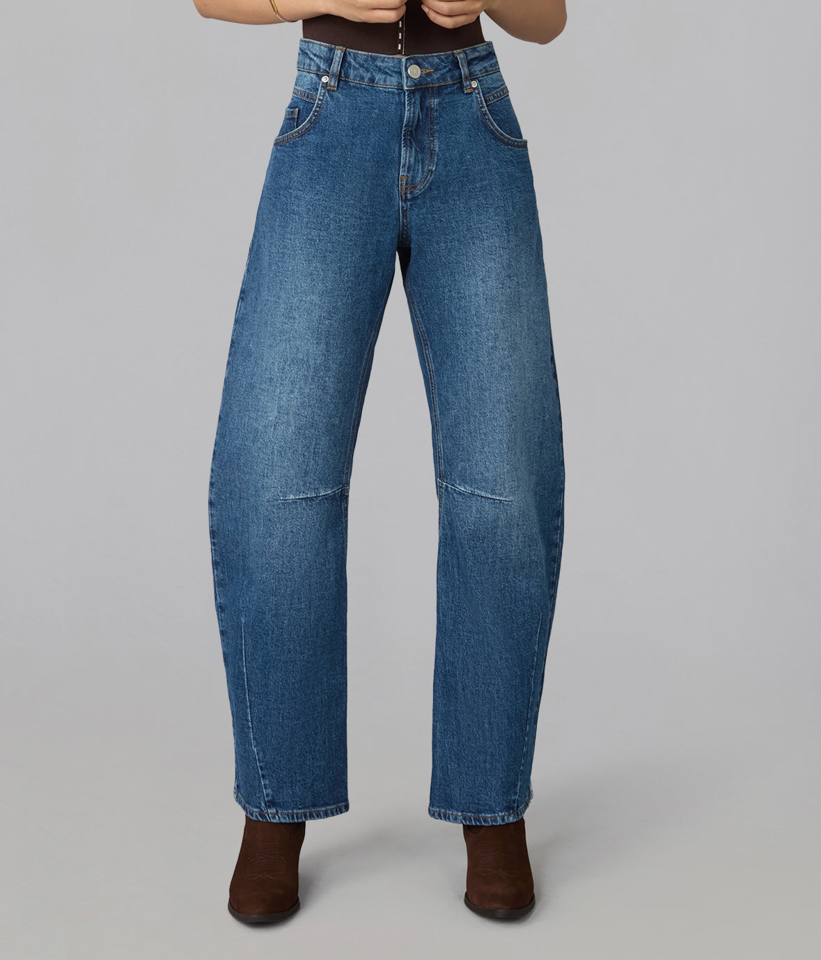 LENNOX-BLV High Rise Barrel Jeans