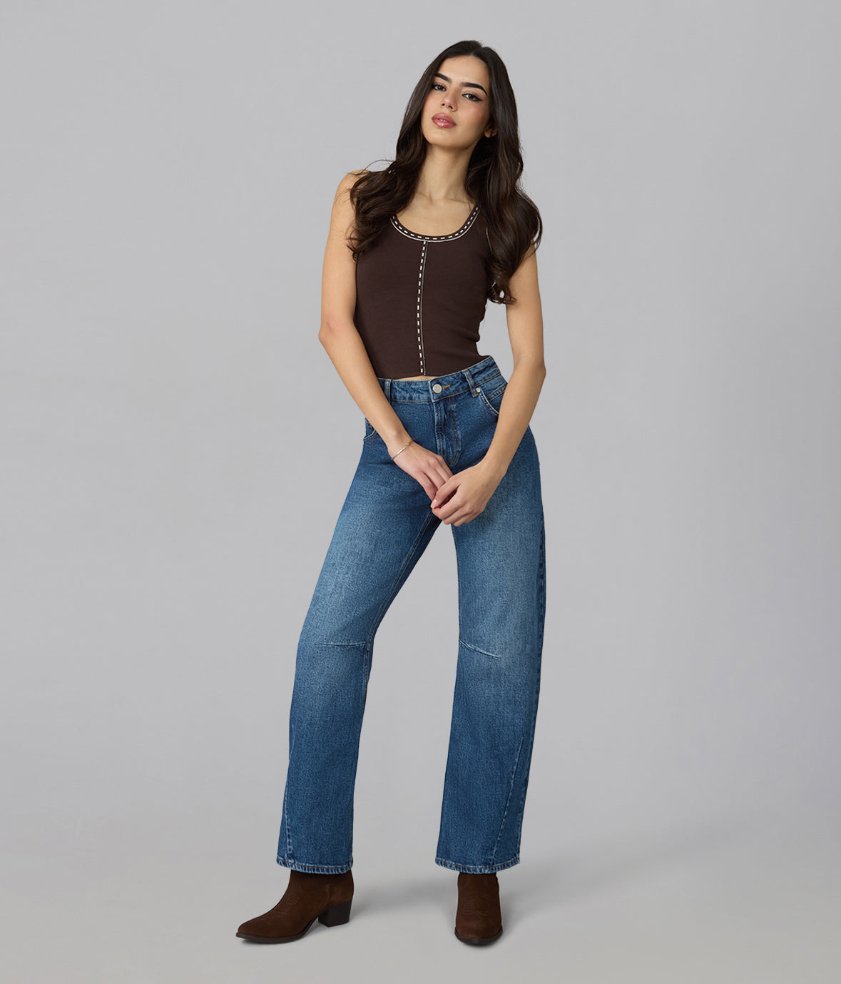 LENNOX-BLV High Rise Barrel Jeans